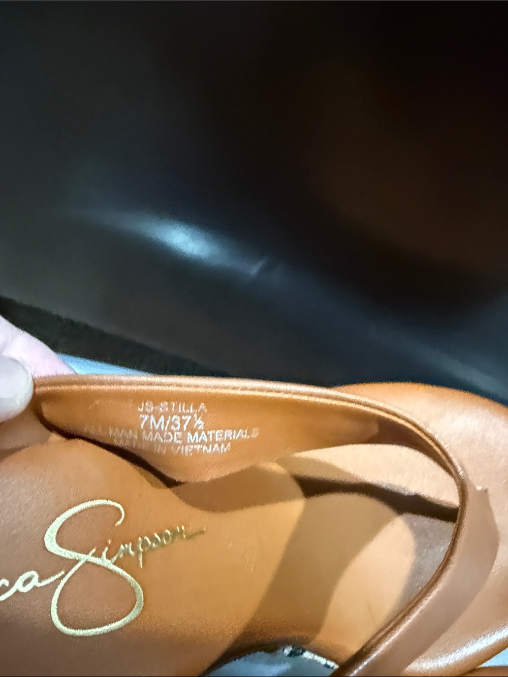 NWOT Jessica Simpson Tan Leather Thong Wedge Sandals with Leopard Platform - Picture 3 of 7